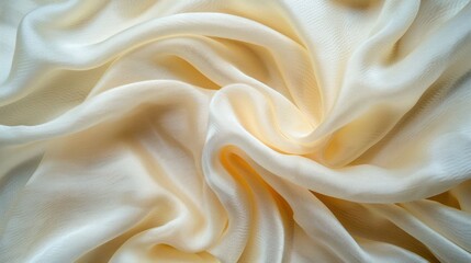 Obraz premium A close-up of soft, flowing cream-colored fabric, showcasing its texture and elegance.