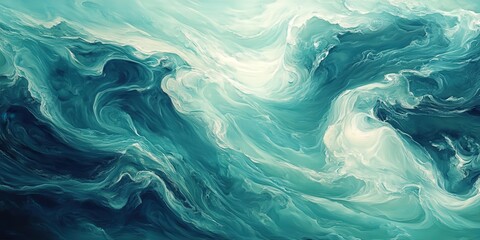 Obraz premium Close-up view captures the dance of blended blues and whites on water's surface, evoking depth and vibrant motion in an abstract, dynamic composition