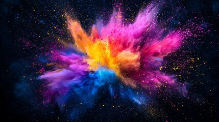 Vibrant Color Explosion of Pink, Blue, Yellow and Purple Pigments