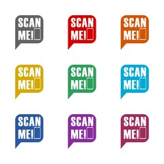 Scan me phone icon isolated on white background. Set icons colorful