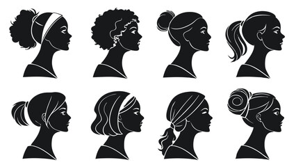 Elegant Female Silhouettes Featuring Diverse Women's Profiles & Fashion in Modern and Classic Styles