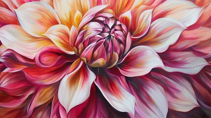 vibrant floral art: stunning pink dahlia painting for home decor