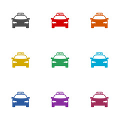 Taxi car icon isolated on white background. Set icons colorful