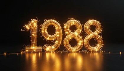 1988 Glowing Year Number Lights Festive Decoration Design