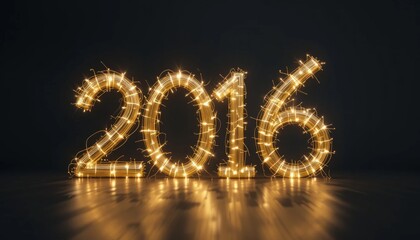 Glowing 2016 New Year Celebration Light Number Design Festive Sparkling Decoration