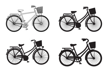 Set of Bicycle Vector Art, Silhouette, Icons, and Graphics Design 1