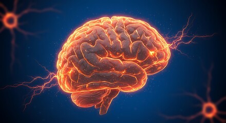 Fototapeta premium Brain Health Analysis Glowing Neural Activity in Digital Space