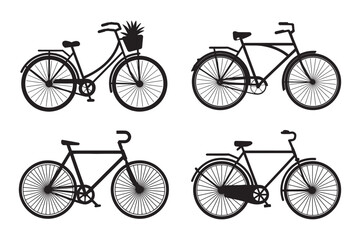 Set of Bicycle Vector Art, Silhouette, Icons, and Graphics Design 4