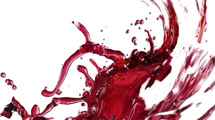 Realistic Red Wine Splashes Isolated on Transparent Background