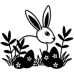 rabbit and easter eggs