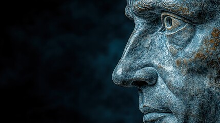 The Weathered Gaze: A Close-Up of a Stone Bust