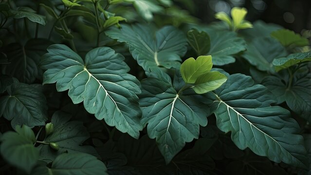 "Abstract Tropical Leaf Texture - Vintage Green Nature Background for Wallpaper"