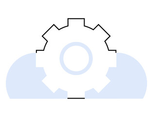 Gear icon inside a cloud symbol. Ideal for cloud computing, system integration, automation, technology, IT services, data management, and software development. Landing page