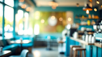 Fototapeta premium Abstract blur interior coffee shop or cafe for background 