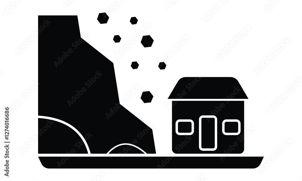 Poster landslide vector icon. landslide alert notification silhouette symbol website logo design. landslide