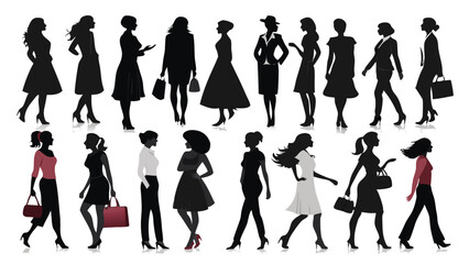 Elegant Female Silhouettes Featuring Diverse Women's Profiles & Fashion in Modern and Classic Styles