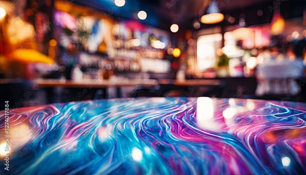 Poster a table with a blue and purple swirl pattern
