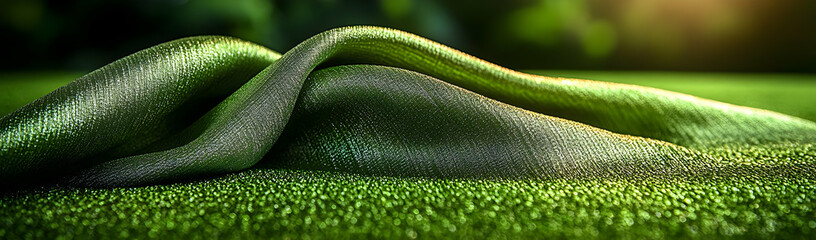 Obraz premium Green fabric on grass, nature backdrop