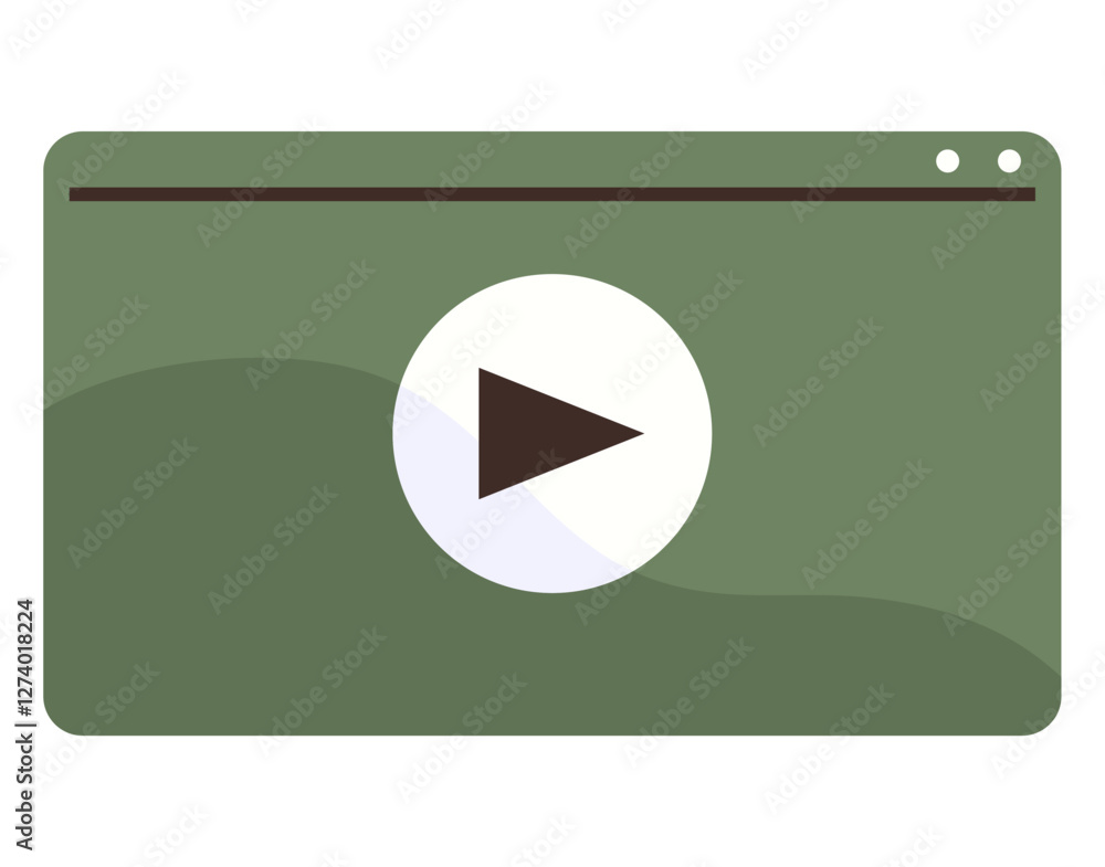 Poster media interface featuring a play button within a green browser window. ideal for video, streaming, m