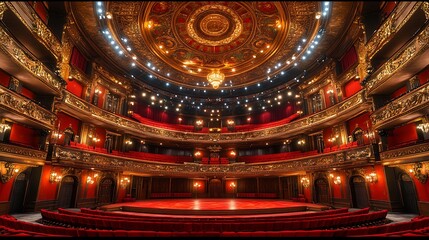 Obraz premium Grand Opera House Interior, Stage, Empty Seats, Show Prep