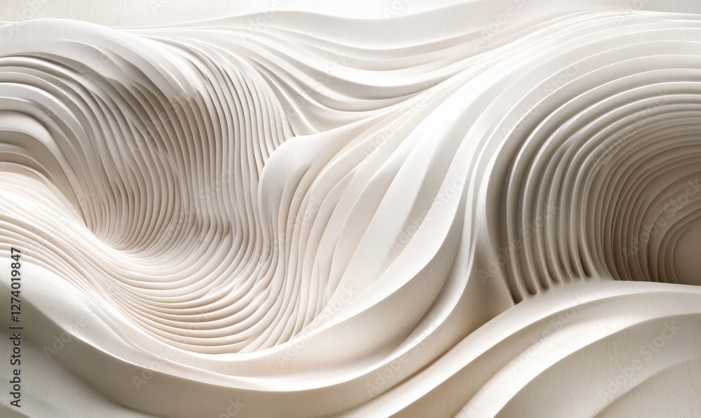 Aufkleber abstract wave patterns in soft white tones, creating a serene and modern aesthetic