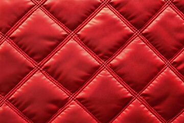 Fototapeta premium Quilted fabric. The texture of the blanket. Red textile