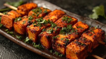 A platter of mutton chops seasoned with spices for Eid-ul-Azha  HD 8K ramzan wallpaper Photographic Image