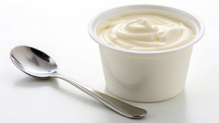 Yogurt in Plastic Cup with Spoon