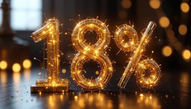 Eighteen Percent Off Sparkling Golden Sale Festive Discount Offer Promotion