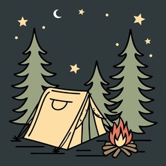 christmas card with a tent