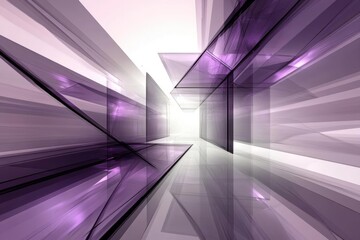 Abstract Purple Glass Corridor Creates Modern Architectural Design with Futuristic Themes