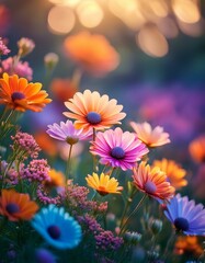 Łąka kolorowe kwiaty tło