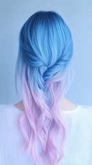 Naklejka premium Blue and Lavender Braided Hair Back View