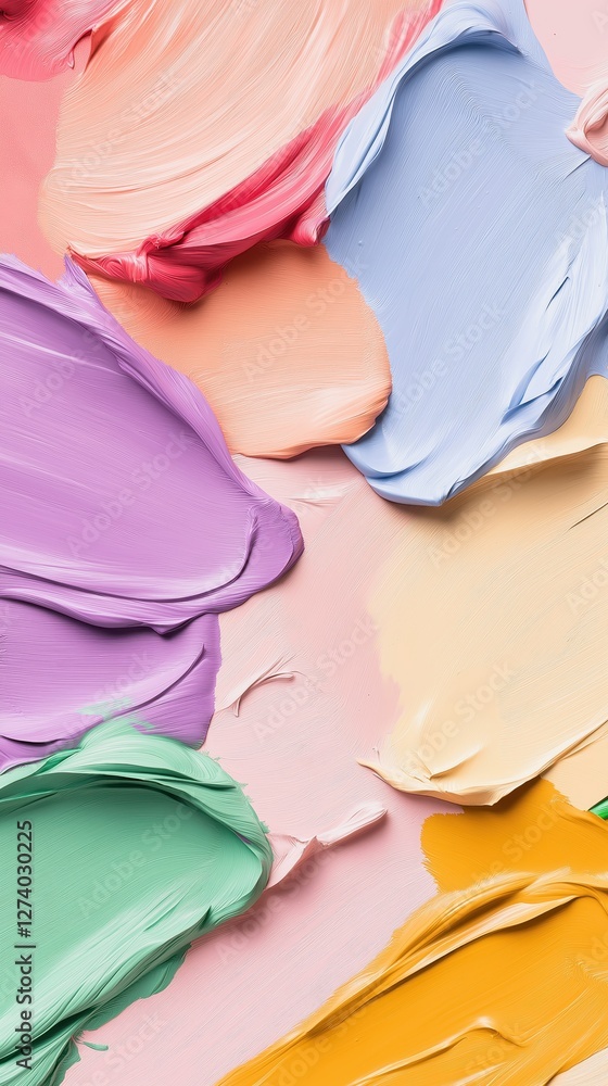 Poster vibrant acrylic brushstrokes layering across canvas, creating energetic abstract composition with bo