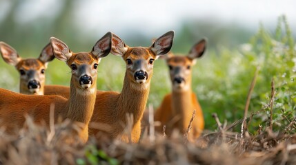 Charming Scene of Deer Among Fresh Spring Growth and Brush