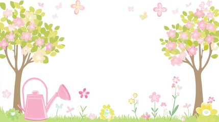 Springtime garden illustration background