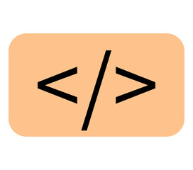 Angular brackets with a forward slash within, symbolizing coding and development. Ideal for technology, programming, web design, learning, education, innovation software. Flat color icon