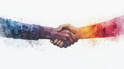 heartwarming handshake symbolizes unity and collaboration between diverse individuals