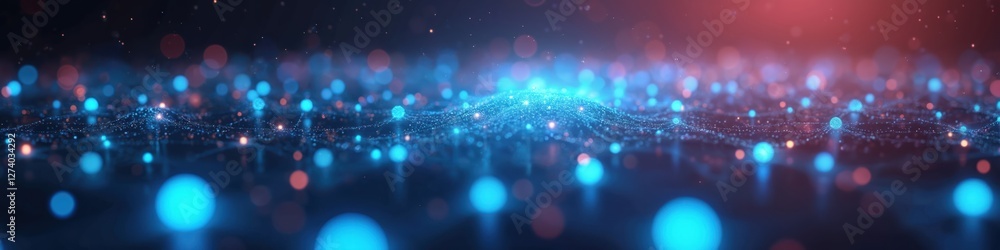Leinwandbilder futuristic glowing network illustration. holographic display of network graphs shows nodes, edges in
