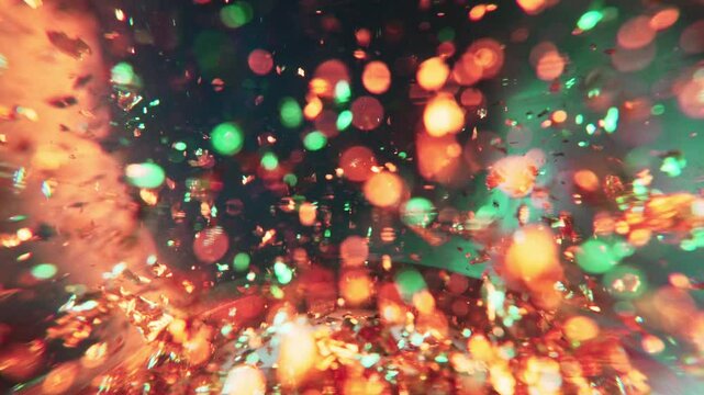 Glitter dust in liquid, shimmering of pigment in magic ball or orb. Shiny transition, seamless beauty backdrop