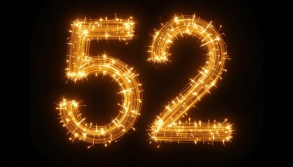 Sparkling Number Fifty-Two: A Festive Light Trail Digital Art