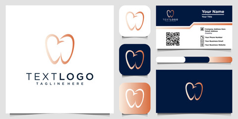modern dental clinic tooth logo design vector illustration business card