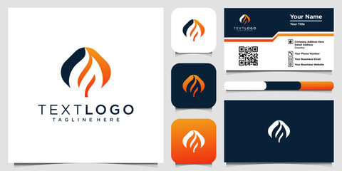 Fire Flame Logo design vector. Bonfire Silhouette Logotype icon and business card