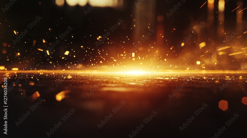 Poster glowing particles and light rays creating a magical atmosphere