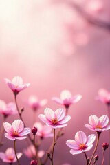 Obraz premium Delicate Pink Blossoms in Soft Sunlight, a Gentle and Serene Floral Scene