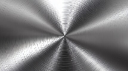Circular brushed shiny silver aluminum metal texture. radial polished stainless steel plate abstract background