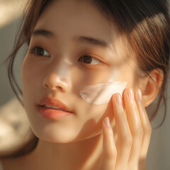 applying cosmetic on face