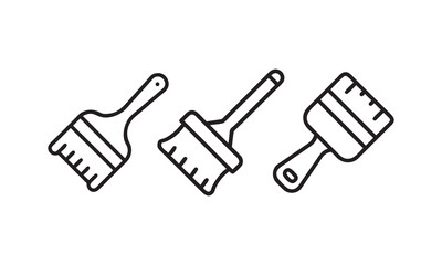 Vector Illustration of Different Paint Brushes, masonry brush icons