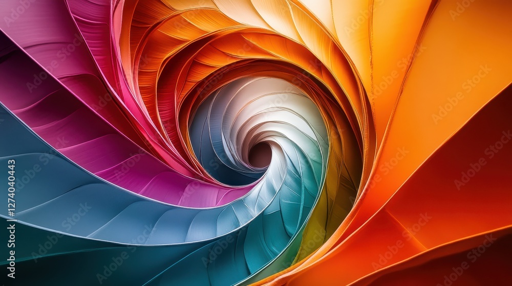 Poster flowing abstract patterns in vibrant orange and blue hues create a mesmerizing visual experience