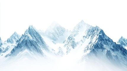 Fototapeta premium Snowy Mountains Rise Majestically Against Clear Sky, Winter Wonderland Serenity.